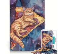 Rompecabezas de 1000 Piezas Pizza Cat in Space Galaxy para Adolescentes Juguete de lógica para Relajarse mentalmente Bordes definidos Regalo Elegante (50x75cm)