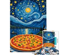 Rompecabezas de 1000 Piezas Pizza Noche Estrellada para Adultos Un Reto para completar Actividades Familiares Juegos educativos para Mayores de 14 años Juego (38x26cm)