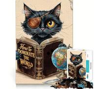 Rompecabezas de 1000 Piezas Plan de dominación del Gato Pirata para Adultos Juguete para el hogar Disfrute de un Corte Fino Regalo Ideal para Papá Noel (50x75cm)
