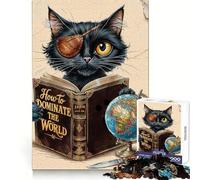 Rompecabezas de 1000 Piezas Plan de dominación del Gato Pirata para Adultos Juguete para el hogar Disfrute de un Corte Fino Regalo Ideal para Papá Noel (50x75cm)