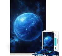 Rompecabezas de 1000 Piezas Planeta Azul en el Espacio Plutón Juego de Bordes sin Costuras,Divertido Juego de ingenio,Ideal para Pasar el rato,Regalo artístico de Navidad 50x75cm