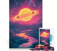 Rompecabezas de 1000 Piezas Planeta neón en Paisaje alienígena para Adolescentes Juguete para ejercitar la Mente, Juego Relajante, Arte para armar, Regalo Festivo (38x26cm)