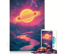 Rompecabezas de 1000 Piezas Planeta neón en Paisaje alienígena para Adultos, Ideal para ejercitar la Memoria y divertirse en casa (38x52cm)