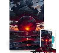 Rompecabezas de 1000 Piezas Planeta Rojo Ascendiendo sobre el Océano para Adolescentes Refuerza la Memoria Divertido y Tranquilo Borde de Calidad Regalo Ideal (50x75cm)