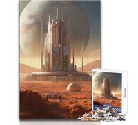 Rompecabezas de 1000 Piezas, Planeta Rojo, Marte, Paisaje Urbano, Ideal para un Ambiente Acogedor en Interiores, Juguete de precisión Duradero con Enclavamiento, Tamaño 38x26cm