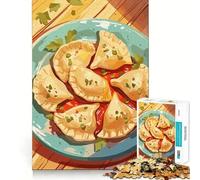 Rompecabezas de 1000 Piezas Plato de Pierogi con Salsa y Hierbas Piezas de Corte Limpio Juguete para ejercitar la Mente Momento de relajación Diversión navideña Obra de Arte (50x75cm)