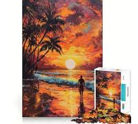 Rompecabezas de 1000 Piezas Playa,Atardecer,Felicidad,Bordes, Juego para Desarrollar la Habilidad Mental,Juego Lento,Divertido,Regalo de Cumpleaños para la Mente (38x52cm)