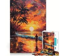 Rompecabezas de 1000 Piezas Playa,Atardecer,Felicidad,Corte Exacto,Juego de Lógica,Juego de Relajación, (50x75cm)
