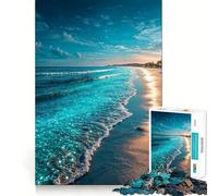 Rompecabezas de 1000 Piezas Playa bioluminiscente al Atardecer,Juego de lógica con articulaciones afiladas,Juego de Entretenimiento,Regalo Divertido de Navidad (38x52cm)