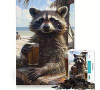 Rompecabezas de 1000 Piezas Playa,Cerveza,Mapache,Limpieza,En Forma,Decoración,Mente Inteligente,Actividad,Tiempo Acogedor,Juego,Navidad,Diversión,Regalo (50x75cm)
