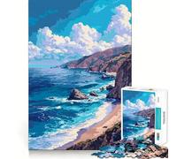 Rompecabezas de 1000 Piezas Playa de California,Corte preciso de píxeles,Divertido desafío Mental,Juguete,Juego para el Tiempo de Descanso,Juego de cumpleaños,Arte,Juego (38x26cm)
