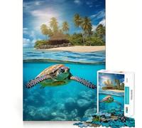 Rompecabezas de 1000 Piezas Playa de Tortugas Marinas para Adolescentes Juguete Que desafía la Mente Pasatiempo Tranquilo Corte preciso Regalo de Temporada (50x75cm)