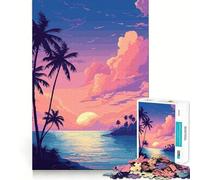 Rompecabezas de 1000 Piezas Playa Hawaiana,Cala,píxeles,Ajuste, Arte,Habilidad Creativa,Juguete,Tiempo de Descanso,Juego,decoración navideña (50x75cm)