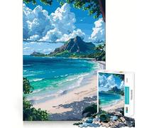 Rompecabezas de 1000 Piezas Playa Lanikai Pixel Art Corte Exacto Juguete Inteligente para el Cerebro Juego de Relajación Arte Navideño Exhibición (38x26cm)