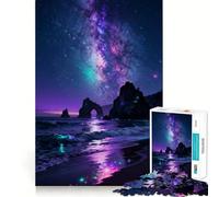 Rompecabezas de 1000 Piezas Playa Nocturna con Vía Láctea para Adolescentes Juguete para ejercitar la Mente, Juego Relajante, Arte para armar, Regalo Festivo (38x52cm)