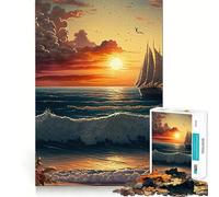 Rompecabezas de 1000 Piezas Playa,Puesta de Sol,decoración,Mente Activa,Tiempo de Juego Acogedor,Regalo Divertido de Navidad (38x26cm)