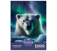 Rompecabezas De 1000 Piezas Polar Bear Aurora Borealis Rompecabezas para Adolescentes Juego De Ingenio Regalos para Mujeres Cumpleaños Y Navidad 70x50cm/1000pcs