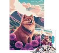 Rompecabezas de 1000 Piezas Pomerania Naturaleza Pompón Desafío de Inteligencia Juguetes adictivos Juego práctico Regalo de cumpleaños Regalos de Amigo Invisible (Tamaño 38x26cm)