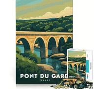 Rompecabezas de 1000 Piezas Pont Du Gard Francia Corte Impecable Diversión para Resolver Problemas Juego Divertido Juego Gratuito Arte (38x52cm)