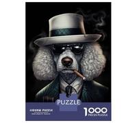 Rompecabezas De 1000 Piezas Poodle Dog Gangster Suit Rompecabezas para Adolescentes Juguetes Antiestrés Decoración Perfecta Regalos De Cumpleaños Y Únicos 52x38cm/1000pcs