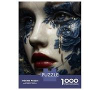 Rompecabezas De 1000 Piezas Porcelain Tears Kintsugi Woman in Blue and Gold Rompecabezas para Adultos Juego Práctico Una Obra De Arte Cumpleaños Y Navidad 52x38cm/1000pcs