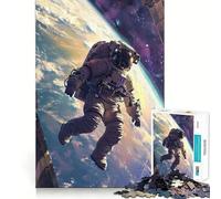 Rompecabezas de 1000 Piezas,póster de Astronauta en la Tierra,decoración de Clean Fit,Juego de Habilidad Mental,Juego Acogedor,decoración navideña para la Pared (38x52cm)