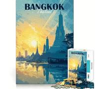 Rompecabezas de 1000 Piezas,póster de Viaje de Bangkok,Tailandia,Arte de Corte preciso,Juego Creativo para ejercitar la Mente,Juego fácil,decoración navideña (38x52cm)