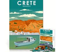 Rompecabezas de 1000 Piezas Póster de Viaje de Creta,Grecia Corte preciso Diversión para ejercitar la Mente Diversión para Relajarse Arte de Pared navideño 38x52cm