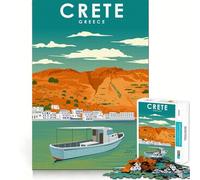 Rompecabezas de 1000 Piezas,póster de Viaje de Creta,Grecia,preciso,Divertido,Juguete para ejercitar la Mente,Momento de Paz,Juego,Pieza de Arte navideña (50x75cm)