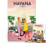Rompecabezas de 1000 Piezas Póster de Viaje de La Habana,Cuba Decoración con Bordes limpios Actividad para Mentes Inteligentes Tiempo Libre Divertido Arte 50x75cm