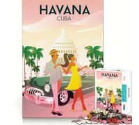 Rompecabezas de 1000 Piezas Póster de Viaje de La Habana,Cuba Ideal para Recortar,Decorar,Juego cognitivo,Regalo,Juego de cumpleaños fácil (38x52cm)