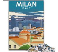Rompecabezas de 1000 Piezas: póster de Viaje de Milán, Italia, para Mayores de 14 años Cada Pieza es única Juego Divertido y desafiante para Toda la Familia Un Buen Regalo 26x38cm