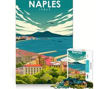 Rompecabezas de 1000 Piezas,póster de Viaje de Nápoles,Italia,Arte de Corte preciso,Juguete para desarrollar la Capacidad cognitiva,diversión para el Tiempo Libre, Tranquilo (38x52cm)