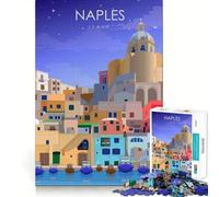 Rompecabezas de 1000 Piezas,póster de Viaje de Nápoles,Italia,preciso,Divertido,para ejercitar la Mente,Juguete,Tiempo de Paz,Juego,Pieza de Arte navideña (38x26cm)