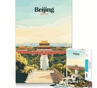 Rompecabezas de 1000 Piezas Póster de Viaje de Pekín,China Piezas de Ajuste preciso Juego cognitivo Regalo Ideal para un Momento Divertido y Acogedor Escena navideña Arte (38x26cm)