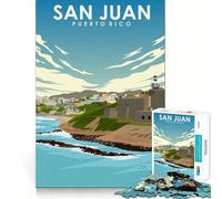 Rompecabezas de 1000 Piezas,póster de Viaje de San Juan,Puerto Rico,Corte Exacto,Juego Inteligente para el Cerebro,Juego para Relajarse,decoración navideña (38x52cm)