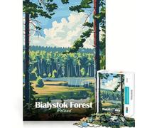 Rompecabezas de 1000 Piezas,póster de Viaje del Bosque de Bialystok,Polonia,Juego de articulación preciso,Juego cognitivo,Juguete,Juego de Tiempo Libre,Regalo Divertido de Navidad (50x75cm)