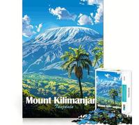 Rompecabezas de 1000 Piezas,póster de Viaje del Monte Kilimanjaro,Tanzania,Juego de articulaciones preciso,Actividad Cerebral,diversión,Tiempo Libre,Regalo artístico de cumpleaños (38x52cm)