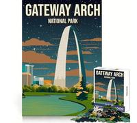 Rompecabezas de 1000 Piezas,póster del Parque Nacional Gateway Arch,Corte preciso,diversión para ejercitar la Mente,diversión para Relajarse,decoración navideña para la Pared 38x52cm