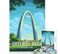 Rompecabezas de 1000 Piezas póster del Parque Nacional Gateway Arch Juguetes antiestrés Gran Regalo para Juegos educativos con Piezas de Formas aleatorias Totalmente entrelazadas tamaño 50x75cm