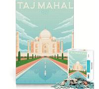 Rompecabezas de 1000 Piezas, póster del Taj Mahal de la India, Juego de Bordes, Juego cognitivo Divertido, Juego Lento, diversión navideña, exhibición artística (38x52cm)