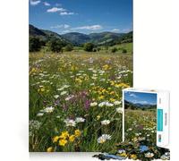 Rompecabezas de 1000 Piezas Prado de Flores Silvestres en un Valle para Adolescentes Juego de Habilidades mentales Corte láser para un Ajuste Actividad Relajante para Grupos en Interiores
