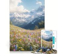 Rompecabezas de 1000 Piezas Prado de montaña con Picos nevados para Adolescentes Ideal para desarrollar la Memoria Diseño fácil de armar (50x75cm)