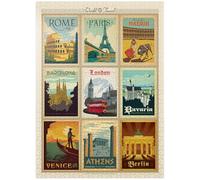 Rompecabezas de 1000 piezas prémium de viaje a Europa, collage y póster vintage