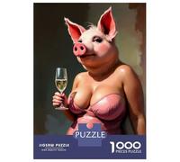 Rompecabezas De 1000 Piezas Pretty Pig in Pink Dress Rompecabezas para Adultos Juego De Ingenio Análisis Y Lógica Interacción Entre Padres E Hijos 52x38cm/1000pcs