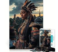 Rompecabezas de 1000 Piezas Princesa guerrera en una Ciudad futurista Juego de concentración Mental Corte de precisión Bordes Lisos Actividad Absorbente para Noches tranquilas (38x26cm)