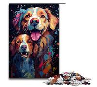 Rompecabezas de 1000 Piezas: Psicodelia Colorida de Cachorros mimados Rompecabezas de Madera para Adultos y niños Juguete Educativo antiestrés (tamaño 75 x 50 cm)