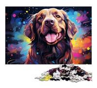 Rompecabezas de 1000 Piezas Psicodelia Colorida de Golden Retrievers Rompecabezas de Papel para niños 1000 Piezas (38 x 26 cm)