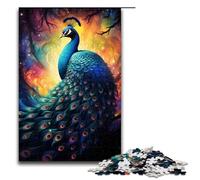 Rompecabezas de 1000 Piezas: Psicodelia Colorida de la Vía Láctea Pavo Real Rompecabezas de Madera para Adultos Juego Familiar (tamaño 75 x 50 cm)