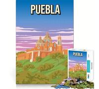 Rompecabezas de 1000 Piezas Puebla México Póster de Viaje Vintage Juguete para ejercitar la Mente y Las articulaciones Juguete para Momentos de Paz Obra de Arte navideña (38x26cm)